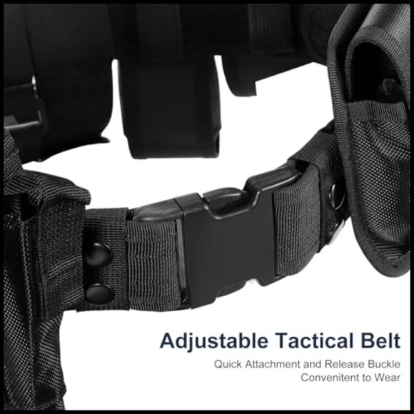 Adjustable Nylon Tactical Duty Belt with 10 Removable Holster Pouches main image 6